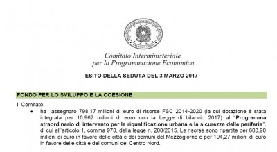 La Delibera CIPE