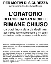 Avviso Chiusura Oratorio San Michele
